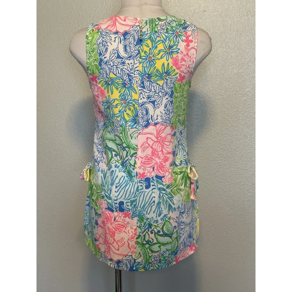 NEW Lilly Pulitzer XS Donna Cheek to Cheek Tunic Top  Floral Lion Around Tie Zip